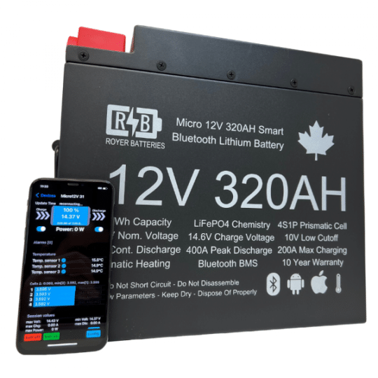 Micro 12V 320Ah Smart Heated LiFePO4 Battery (4.1kWh)